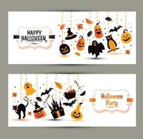 Halloween banners set on white background. Invitation to night vector