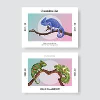 Postcard template with chameleon lizard concept,watercolor style vector