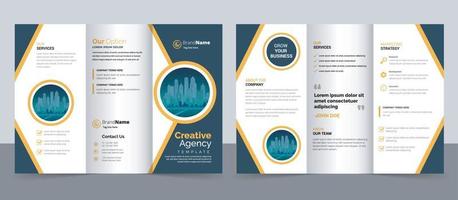 Business Brochure Template in Tri Fold Layout. Corporate Design Leaflet with Replicable Image. vector