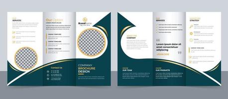 Business Brochure Template in Tri Fold Layout. Corporate Design Leaflet with Replicable Image.