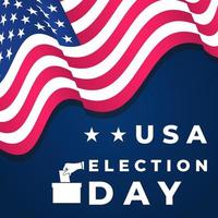 american election day design with usa flag and silhouette hand inserting the paper to box vector