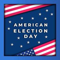 american election day in paper art cut style design vector