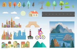 Flat Design Landscape Set vector