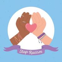 black lives, diverse skin color hands in community unit love vector