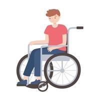 disabled young man in wheelchair isolated vector