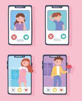 couples match for relationship, dating application vector