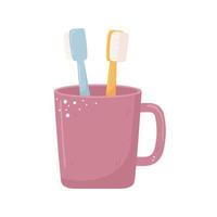 toothbrushes in cup vector