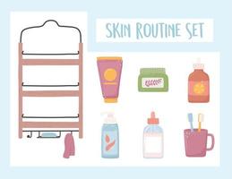 skin routine set vector