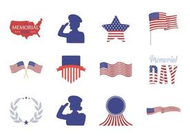 set memorial day vector