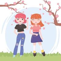 kpop girls outdoor vector