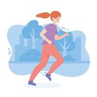 mujer joven corriendo vector