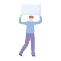 man holding banner vector