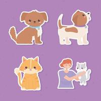 pets girl sticker vector