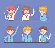 school students manga vector