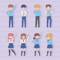 manga students cartoon vector