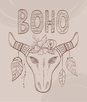 bull skull boho vector