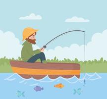 man fishing cartoon vector