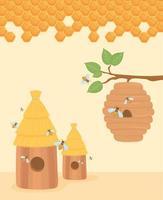 beehive apiary tree vector