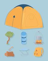camping equiment set vector
