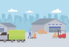 transporte logístico de almacén vector