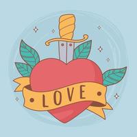 tattoo heart sword vector