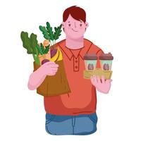 man free delivery food vector