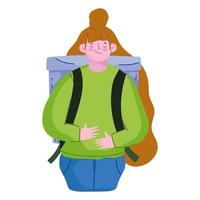delivery woman carry backpack vector