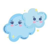 cute kawaii clouds vector