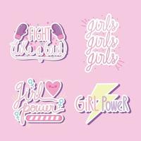 girl power lettering set vector