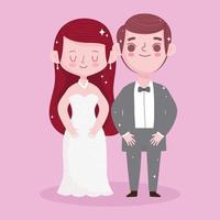 cute bride and groom vector