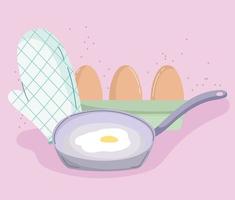 fried egg and potholder vector