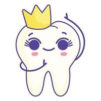 cute tooth with crown vector