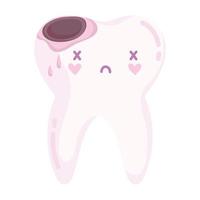 kawaii sad tooth vector