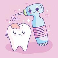 taladro dental y diente vector