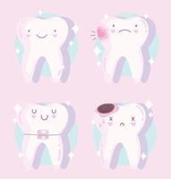 conjunto de dientes kawaii vector