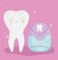 cute tooth and floss vector