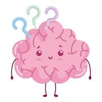 cute brain question marks vector