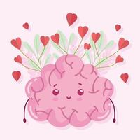 brain cute kawaii vector