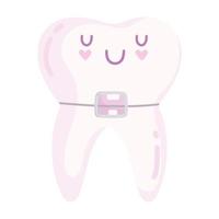 kawaii tooth with brace vector