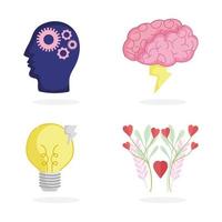 brain think set vector