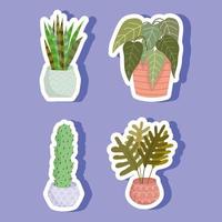 houseplant in pot sticker vector