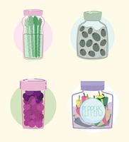 reusable glass jar set vector