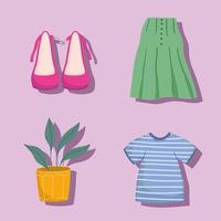 set clothes and plant vector