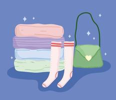 clothes and handbag vector