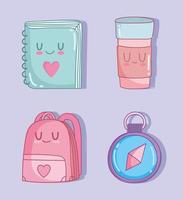 cute school icons vector