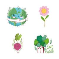 save earth set icons vector