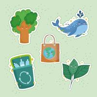 eco friendly sticker set vector