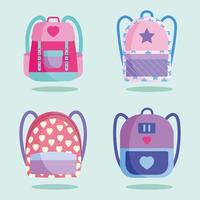 set of backpacks vector