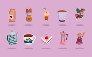 set of coffee time vector