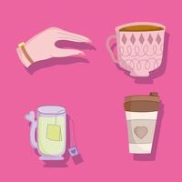 set of coffee and tea vector